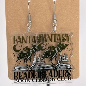 Fantasy Readers Book Club Acrylic Dangle Earrings  Fashion Jewelry